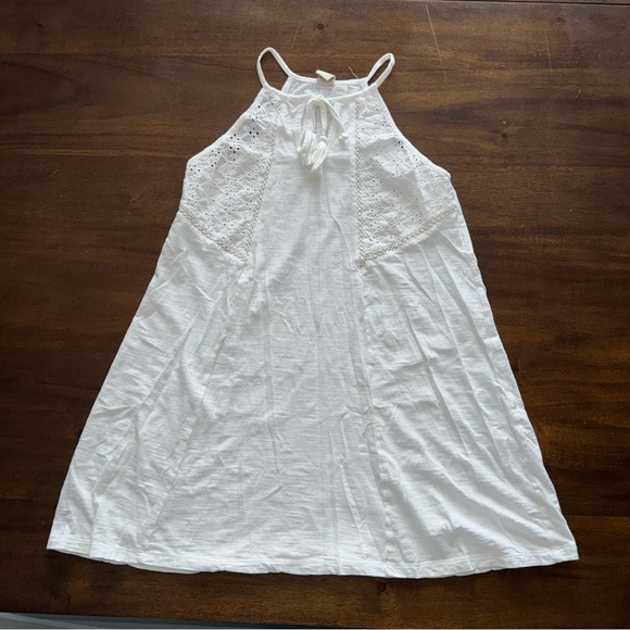 Roxy White Eyelet High Neck Sleeveless Bathing Suit Swim Cover Up Dress S - Picture 1 of 9